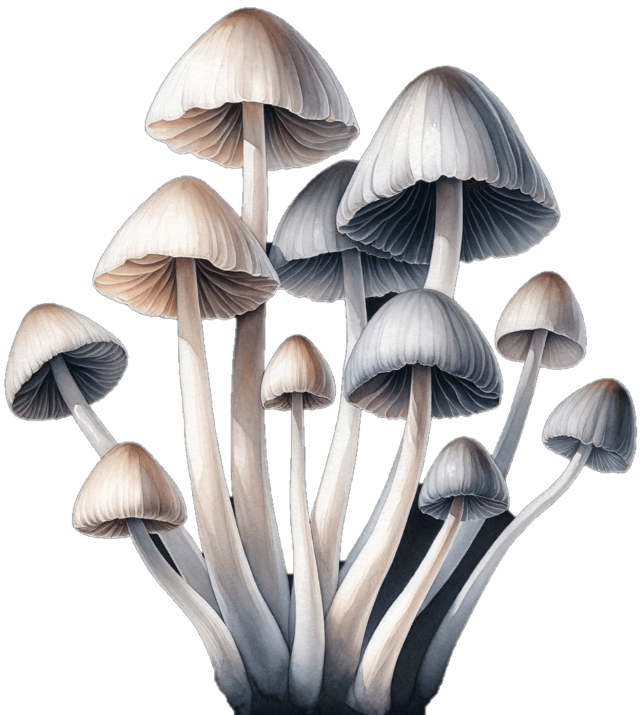 Watercolor ghost pipes mushrooms (decorative)